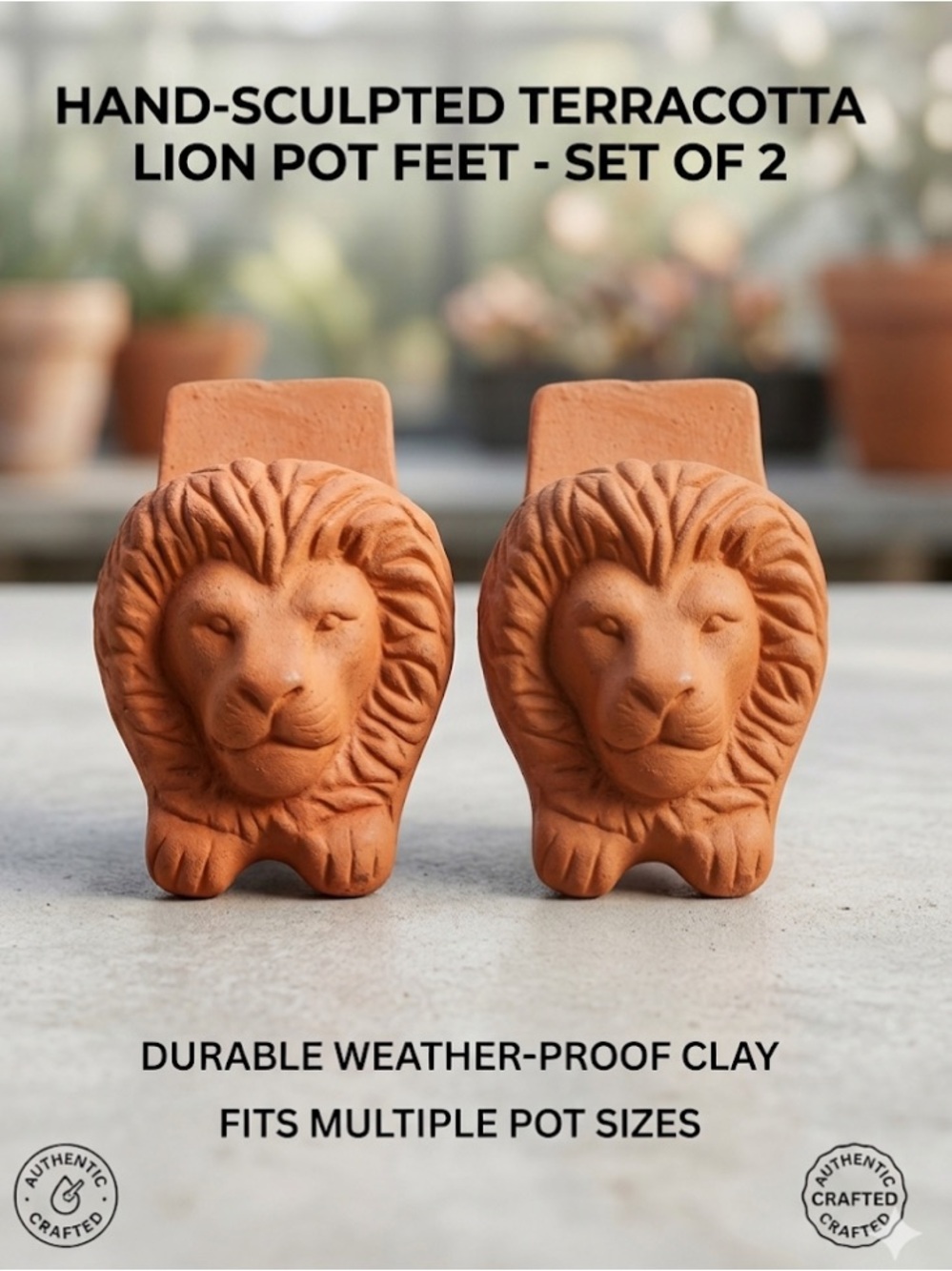 Terracotta Lion Head red / orange Home Accent terracotta lion head planter feet